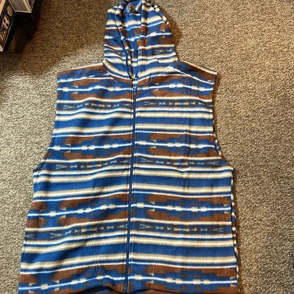 BLA ZER FIRENZE Cozy Hooded Vest with Stripes Size L